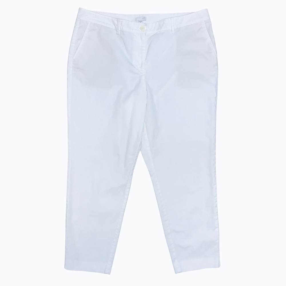 J Jill Cropped Ankle Straight Leg Waffle Pants Trousers Casual White Lightweight